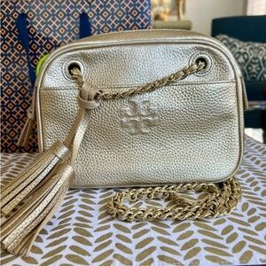 💛 Gorgeous Tory Burch Gold Crossbody/Shoulder Bag with Dust Bag 💛